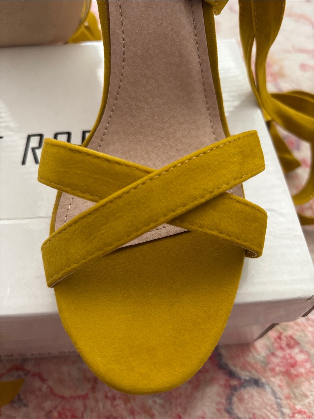 Cape Robbin Mustard Yellow Lace-Up Block Heel Sandals - Picture 3 of 7